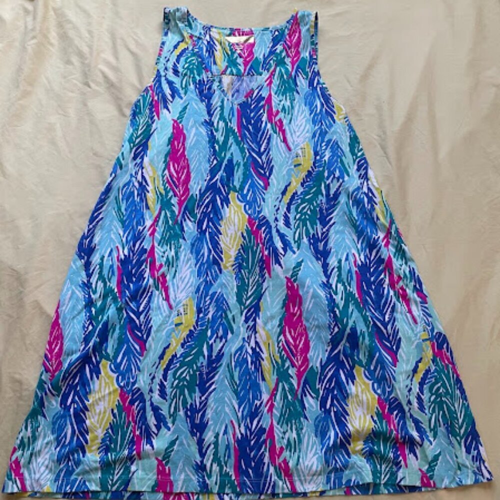 Lilly Pulitzer | Tropical Feather Print Sleeveless Shift Dress | Size M